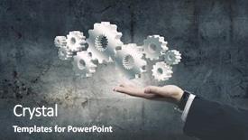  Presentation with mechanic gears - PPT layouts with mechanic statistics - close up of businessman hand background and a dark gray colored foreground