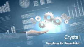  Presentation with mechanic gears - Slides having mechanic statistics - close up of businessman hand background and a teal colored foreground