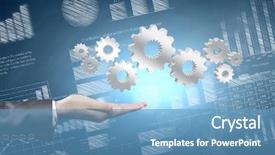  Presentation with mechanic gears - Colorful PPT layouts enhanced with mechanic statistics - close up of businessman hand backdrop and a  colored foreground