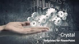  Presentation with mechanic gears - Beautiful slide set featuring mechanic statistics - close up of businessman hand backdrop and a dark gray colored foreground