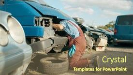  Presentation with stuck - Colorful PPT layouts enhanced with mechanic-stuck-head-under backdrop and a violet colored foreground