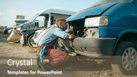  Presentation with stuck - Slide set featuring mechanic-stuck-head-under background and a violet colored foreground