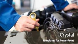  Presentation with mechanic repair - Cool new PPT theme with mechanic testing oil in car backdrop and a tawny brown colored foreground