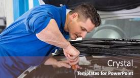  Presentation with mechanic repair - Beautiful slides featuring mechanic-using-screwdriver-on-engine backdrop and a violet colored foreground