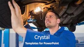  Presentation with garage car - Audience pleasing PPT theme consisting of mechanic using torch to look backdrop and a ocean colored foreground