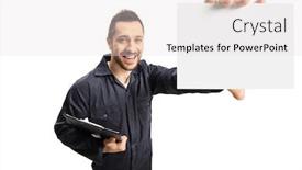  Presentation with mechanic - Presentation with mechanic-with-a-clipboard-showing background and a sky blue colored foreground