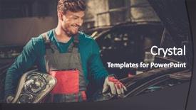  Presentation with mechanic - Slide set consisting of mechanic with new car headlight background and a dark gray colored foreground