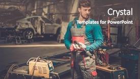  Presentation with welding inspection - Presentation design with mechanic with welding machine background and a gray colored foreground