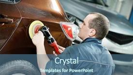  Presentation with mechanic shop - Beautiful PPT layouts featuring mechanic worker polishing bumper car backdrop and a ocean colored foreground