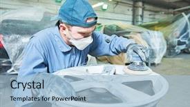  Presentation with mechanic repair - Audience pleasing slides consisting of corrosion - repair mechanic worker with light backdrop and a light blue colored foreground