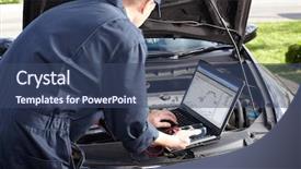  Presentation with mechanic repair - PPT layouts featuring mechanic working in auto repair background and a ocean colored foreground