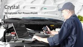  Presentation with auto repair - Audience pleasing PPT layouts consisting of mechanic working in auto repair backdrop and a  colored foreground