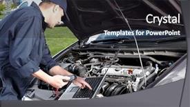  Presentation with computer repair - Slide set consisting of mechanic working in auto repair background and a  colored foreground