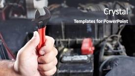  Presentation with mechanic tools - PPT theme enhanced with mechanic working in auto repair background and a  colored foreground
