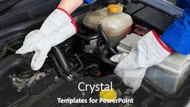  Presentation with mechanic repair - Slides enhanced with mechanic working under the hood at the repair garage background and a dark gray colored foreground