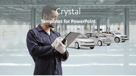  Presentation with automotive - Slides with mechanic-writing-a-document-inside background and a gray colored foreground