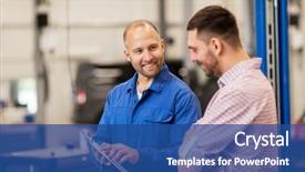  Presentation with mechanic car service repair maintenance - Theme having mechanical - auto service repair maintenance background and a ocean colored foreground