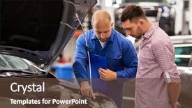  Presentation with mechanic car service repair maintenance - Presentation design enhanced with mechanical - auto service repair maintenance background and a tawny brown colored foreground