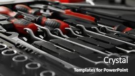  Presentation with repair shop - Amazing PPT layouts having mechanical - box with special tools backdrop and a dark gray colored foreground