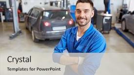  Presentation with mechanic car service repair maintenance - PPT theme with mechanical - car service repair maintenance background and a light gray colored foreground