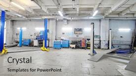  Presentation with repair - Presentation theme enhanced with mechanical - car under repair background and a light gray colored foreground