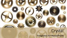  Presentation with mechanical gear - Colorful presentation design enhanced with mechanical - clockwork spare parts metal gear backdrop and a coral colored foreground