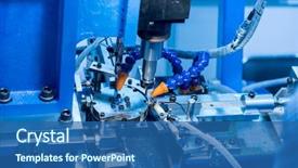  Presentation with cnc milling machine - PPT layouts with mechanical - cnc milling machine milling heads background and a ocean colored foreground