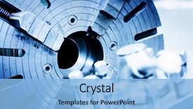  Presentation with milling machine - Slide set enhanced with mechanical - drilling boring and milling machine background and a light blue colored foreground