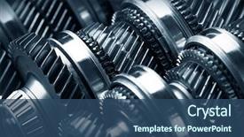  Presentation with mechanical gear - Cool new slides with mechanical - gear metal wheels close-up backdrop and a ocean colored foreground