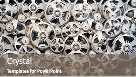  Presentation with gears - Amazing slide deck having mechanical - gears and cogwheels backdrop and a gray colored foreground