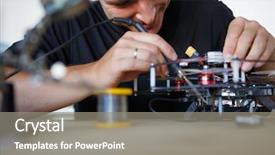  Presentation with soldering - PPT layouts enhanced with mechanical - image of man with soldering background and a gray colored foreground