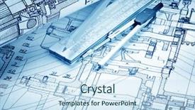  Presentation with industrial - Slide deck featuring mechanical - industrial drawing detail and several background and a sky blue colored foreground