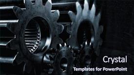  Presentation with titanium - Presentation theme having mechanical - large gears and cogs titanium background and a wine colored foreground