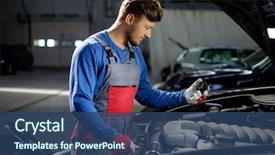  Presentation with oil and gas - Beautiful PPT theme featuring mechanical - mechanic with oil filling cork backdrop and a ocean colored foreground