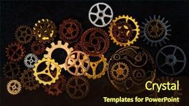  Presentation with mechanical gear - Theme having mechanical - mechanism concept closeup view gear background and a wine colored foreground