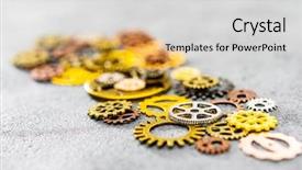  Presentation with mechanism - PPT theme consisting of mechanical - mechanism concept closeup view gear background and a light gray colored foreground