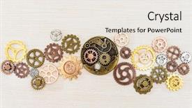  Presentation with mechanical gear - PPT layouts having mechanical - mechanism concept closeup view gear background and a sky blue colored foreground