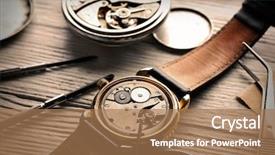  Presentation with mechanism - Presentation consisting of mechanical - mechanism of pocket clock closeup background and a coral colored foreground