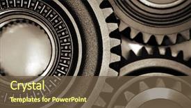  Presentation with joint venture hand together - PPT theme with mechanical - metal cog gears joining together background and a tawny brown colored foreground