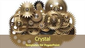  Presentation with gears - Presentation theme enhanced with mechanical - metal collage of clockwork gears background and a tawny brown colored foreground