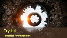  Presentation with mechanical gear - Beautiful presentation theme featuring mechanical - metal gear mechanism mixed media backdrop and a tawny brown colored foreground