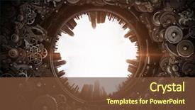  Presentation with mechanism - Cool new PPT layouts with mechanical - metal gear mechanism mixed media backdrop and a tawny brown colored foreground