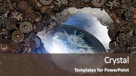  Presentation with mechanical gear - Slide deck featuring mechanical - metal gear mechanism mixed media background and a tawny brown colored foreground