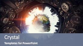  Presentation with mechanism - PPT layouts having mechanical - metal gear mechanism mixed media background and a seafoam green colored foreground