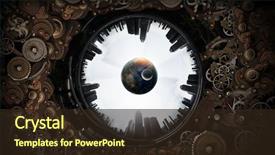  Presentation with mechanical gear - PPT theme consisting of mechanical - metal gear mechanism mixed media background and a wine colored foreground