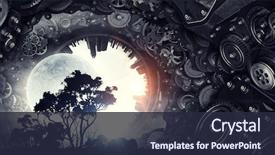  Presentation with mechanical gear - Slides enhanced with mechanical - metal gear mechanism background and a wine colored foreground