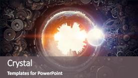  Presentation with mechanical gear - Amazing PPT theme having mechanical - metal gear mechanism backdrop and a gray colored foreground