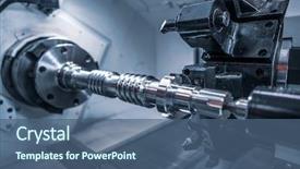  Presentation with shooting - Slides consisting of mechanical - metalworking cnc milling machine cutting background and a ocean colored foreground