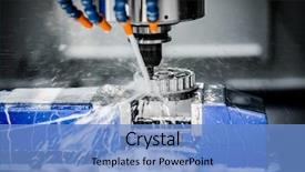  Presentation with machine - Slides with mechanical - metalworking cnc milling machine cutting background and a teal colored foreground