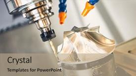  Presentation with precision - Audience pleasing PPT theme consisting of mechanical - milling cutting metalworking process precision backdrop and a coral colored foreground